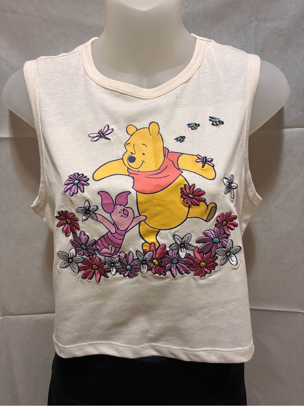 Disney Cream Tank Top with Winnie the Pooh & Piglet Floral Print